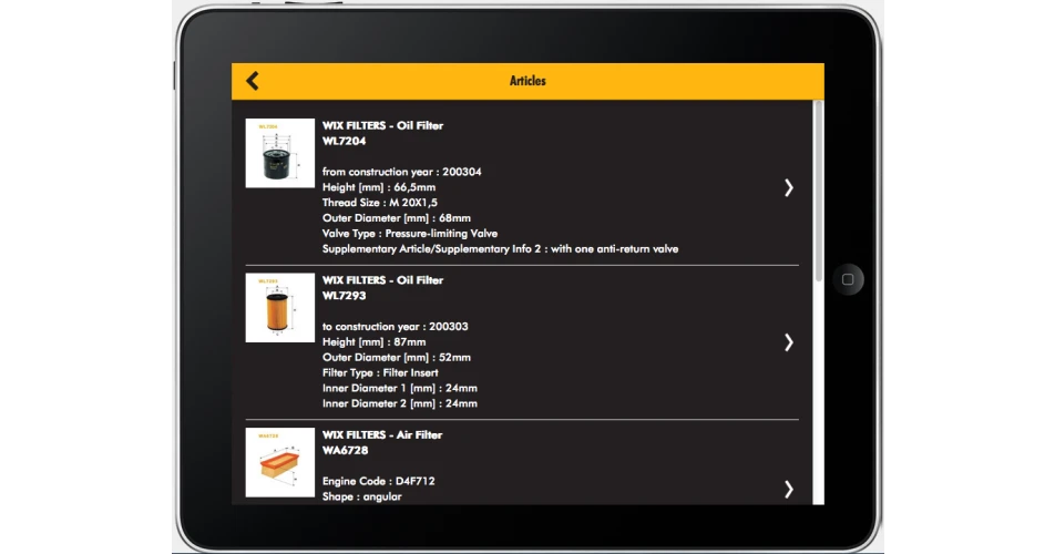 TecDoc develops WIX filter information app 