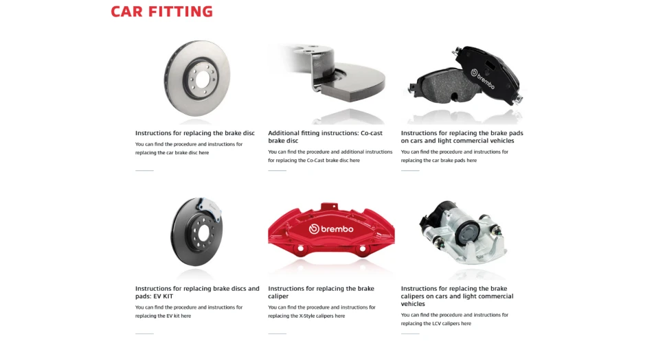 Car fitting section added to Brembo parts website 