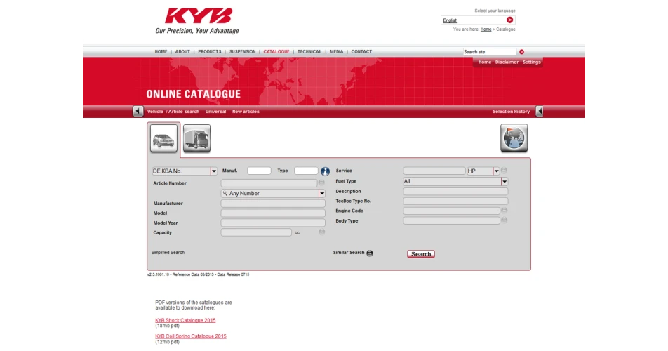 New KYB Electronic Catalogue