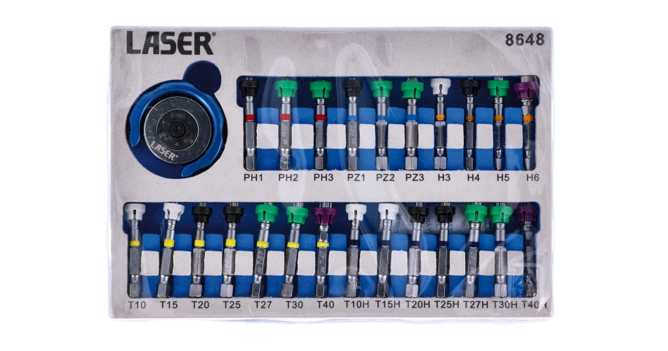 New Swivel palm-grip driver and 24-piece bit set from Laser Tools